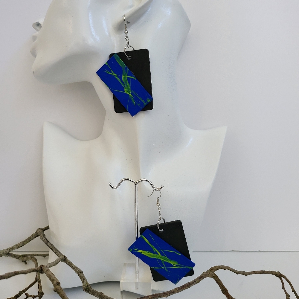 Wood Painted Earrings by TerriBWhite Designs